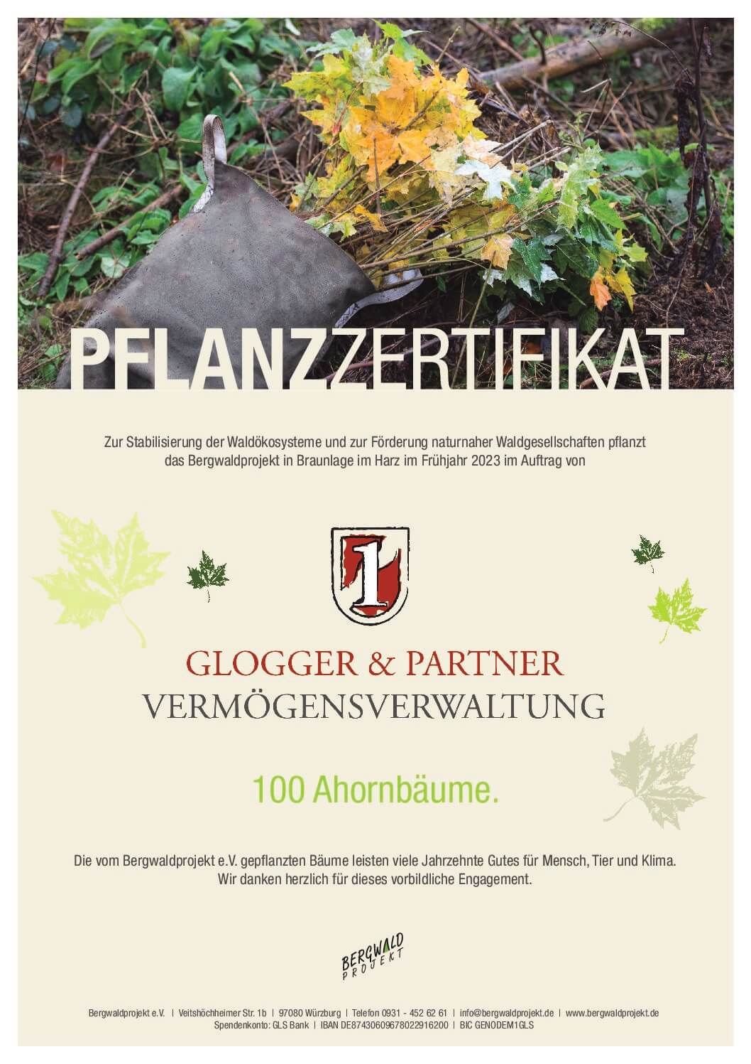 Glogger und Partner Pflanzzertifikat